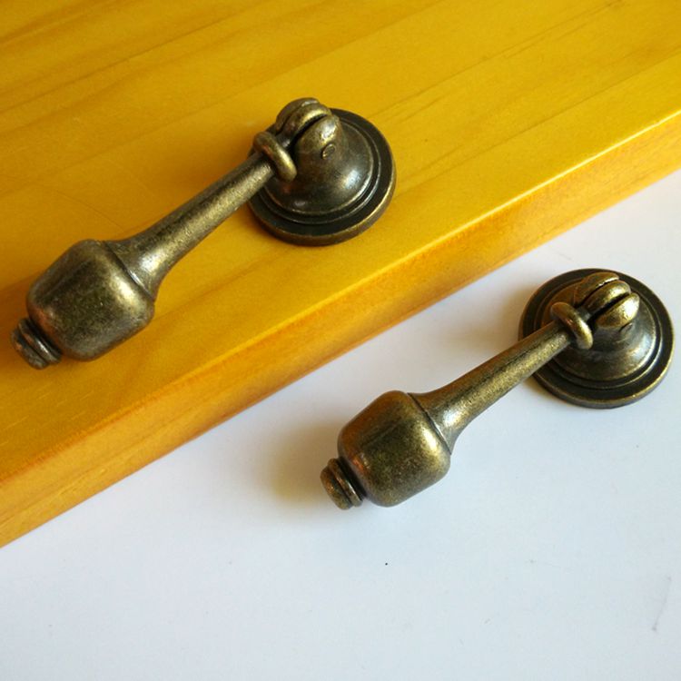 现代简约青古铜单孔抽屉圆形拉手 欧式仿古橱柜柜门单颗把手