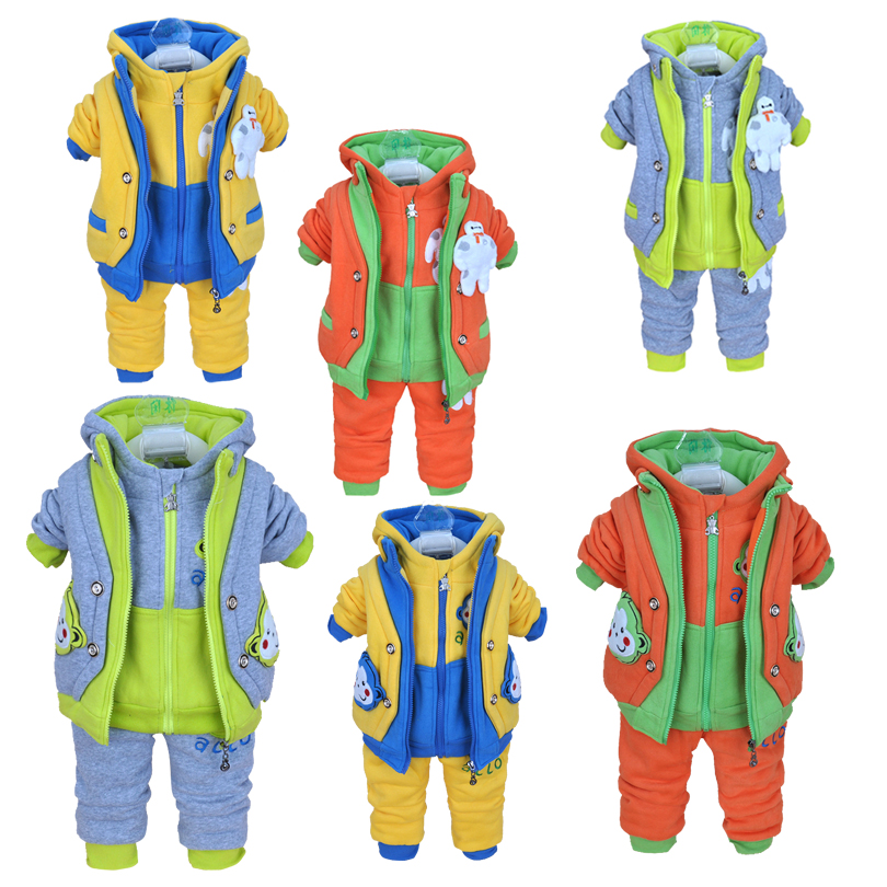 2015秋季新款男宝宝秋装三件套装小男童幼儿加棉卫衣外套长袖马甲