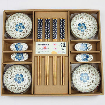 寿宴结婚婚礼回礼公司商务展会礼品 中式竹筷子陶瓷餐具套装批发