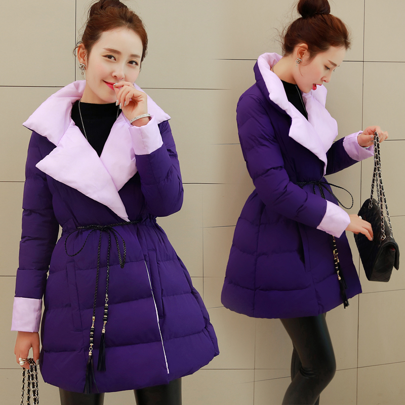 2015女冬装新款韩版修身收腰羽绒服中长款加厚外套名媛气质棉衣潮