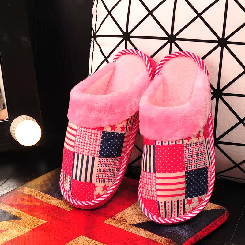 冬季棉拖鞋女男士时尚厚底保暖室内防滑情侣居家可爱韩版月子棉鞋