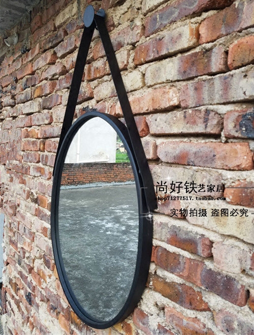欧式铁艺浴室镜椭圆形镜卫生间镜壁挂镜化妆台镜试衣镜特价镜子