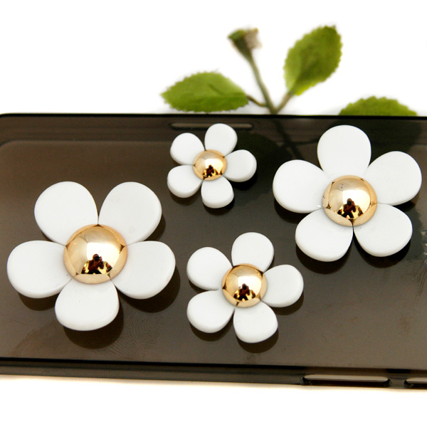 手机壳套DIY饰品贴钻材料经典优雅白色茶花 手机美容配件IPHONE