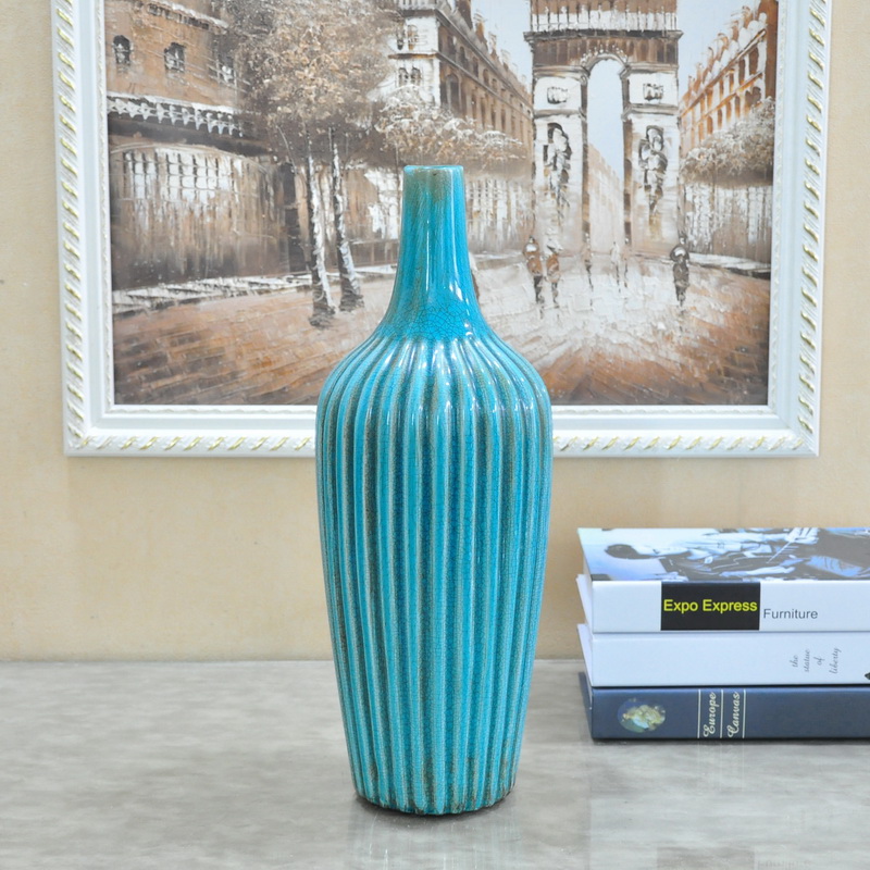 陶瓷蓝色花瓶摆件客厅现代简约新中式家居装饰品摆设软装饰品花器