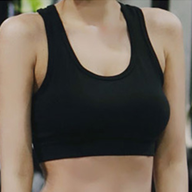 韩国夏季新款运动无袖短款含胸垫抹胸背心跑步速干健身跳操服