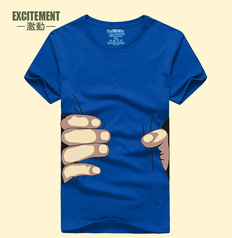 Excitement创意个性抓手T恤 优质棉大号男装 加大码恶搞潮短袖t桖