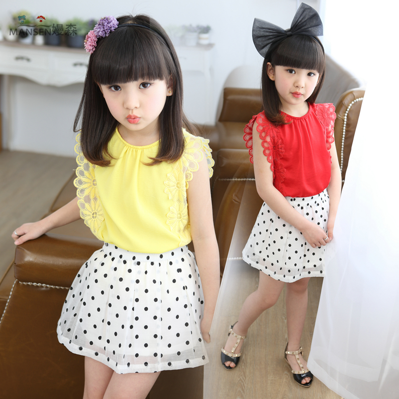 童装女童夏装2015新款韩版中大童女装夏季时尚休闲短袖儿童套装
