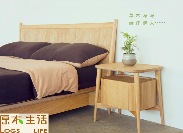 实木家具白橡木床纯实木床1.5m/1.8m单双人床日式简约现代床组合