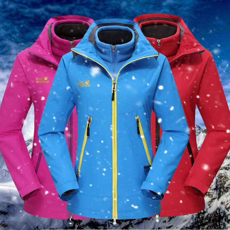 冬季新款大码冲锋衣女士加绒两件套防风防水登山服三合一上装保暖