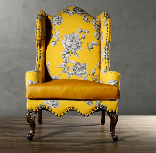 欧式特价老虎椅美式布艺沙发欧式主打单人地中海田园沙发高背椅