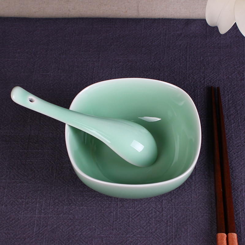 特价龙泉青瓷餐具米饭碗韩式陶瓷创意米碗方形碗 健康餐具 精品