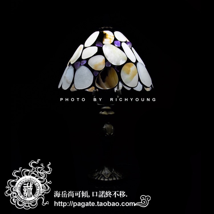 【诚易坊】进口宝石水晶鹅卵石手工制作装饰台灯LED支持定制-爱莲