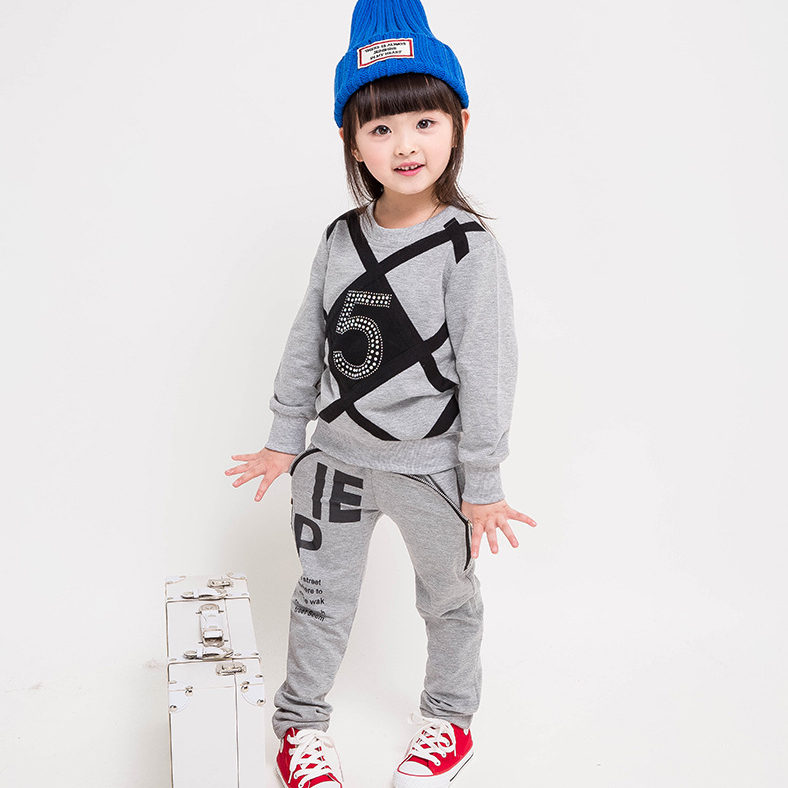 韩国童装非代购韩版套装 男女儿童卫衣休闲运动两件套中大童款
