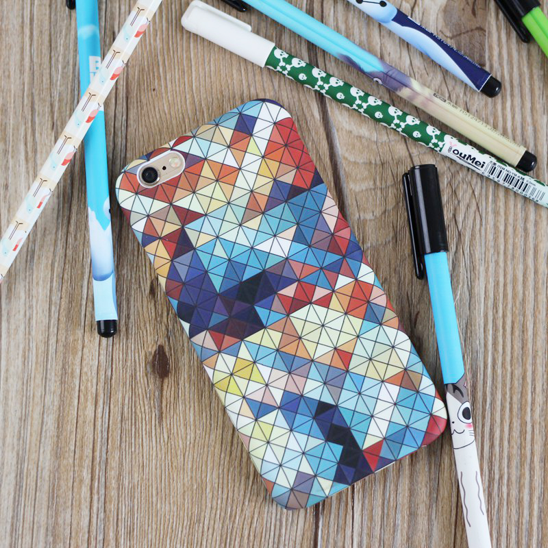 彩色格子iphone6手机壳硅胶硬壳苹果6s保护套微浮雕6plus手机壳