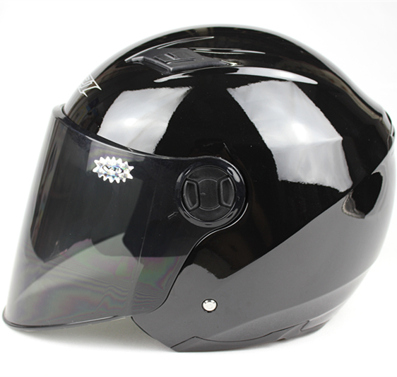 新款冬季摩托车头盔 电动机车安全帽 男女通用半盔 防紫外线黑色