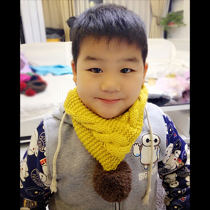 儿童围巾韩国秋冬季男加厚保暖 小孩套头围脖女针织毛线纯色可爱