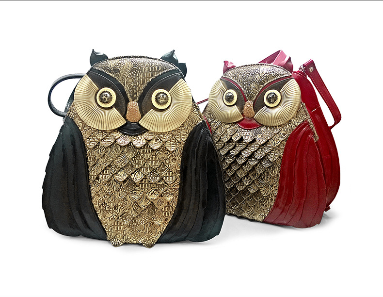 女包复古双肩包猫头鹰创意包个性女士休闲包新款手提包女式旅行包