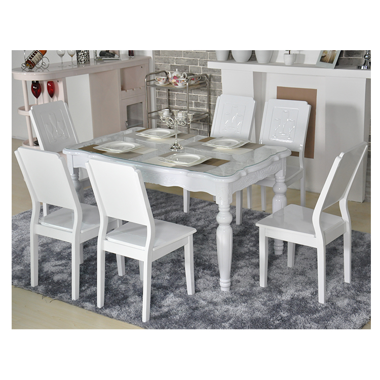小户型简约现代玻璃餐桌椅组合全冰花钢化玻璃餐桌台长方形饭桌子