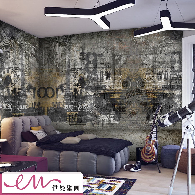个性抽象欧式涂鸦壁纸 咖啡店餐厅沙发卧室无纺布墙纸大型壁画