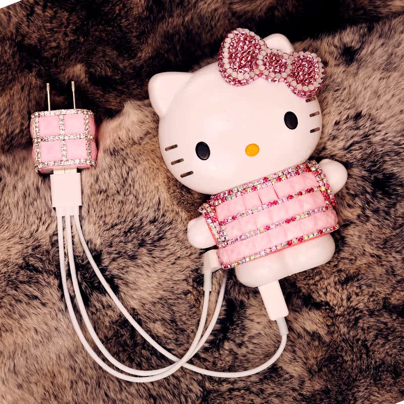 hello kitty充电宝卡通KT猫可爱苹果三星通用型超薄水钻移动电源