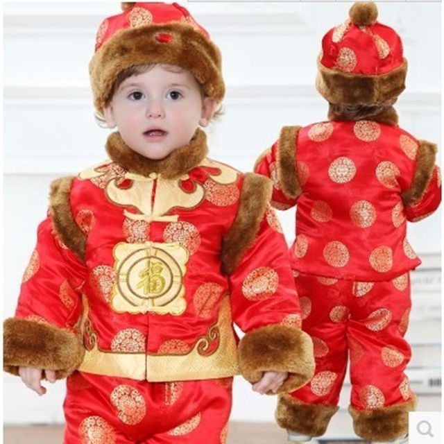 宝宝棉袄男童冬装棉衣0-1-2-3岁加厚婴幼儿童唐装套装周岁新年服