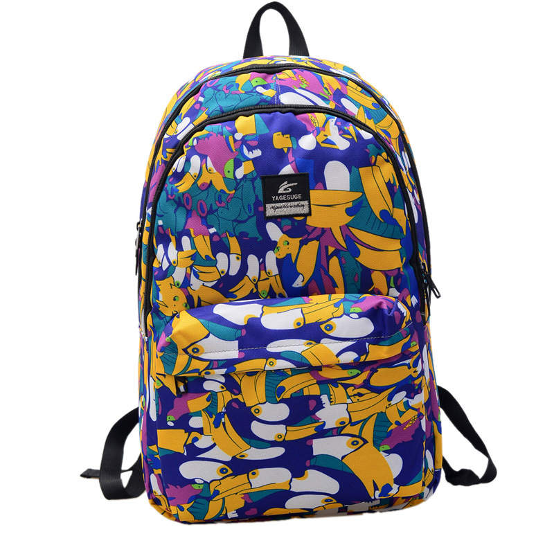 新款双肩包男女巴西鸟背包大中学生书包防水迷彩旅行包休闲运动包
