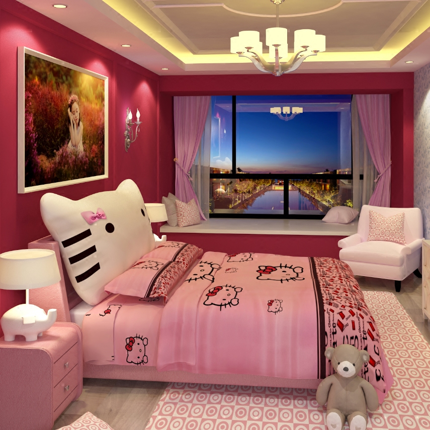 儿童床女孩单人床公主床1.5米1.2粉色储物皮床带护栏家具套房组合