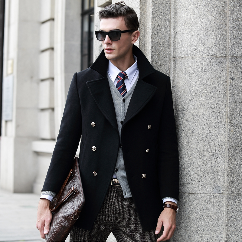 2015冬季新款男式羊毛呢大衣外套韩版修身休闲时尚羊毛呢外套男