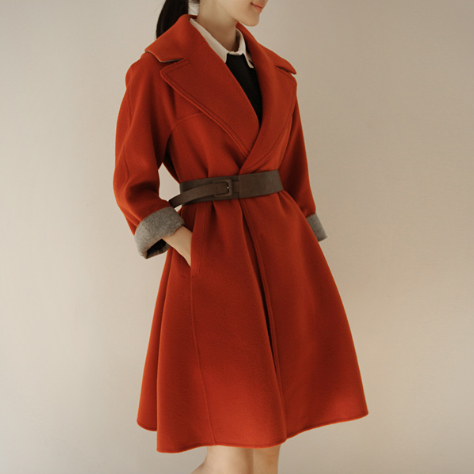 韩国代购2015秋冬季新款 中长款呢大衣女 加厚时尚羊毛呢子外套