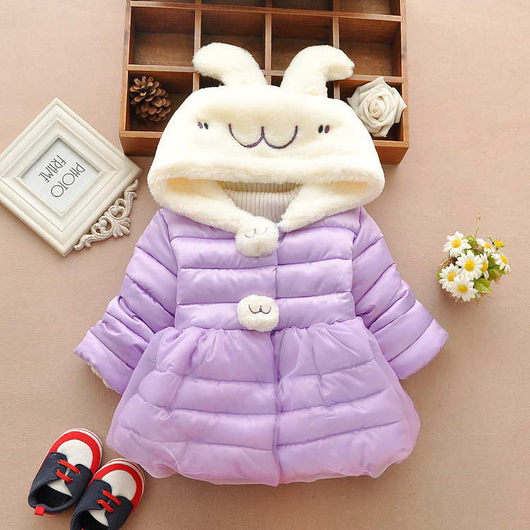 2015女宝宝冬装女童加厚紫兔子棉袄外套冬季婴儿童装棉服棉衣童装