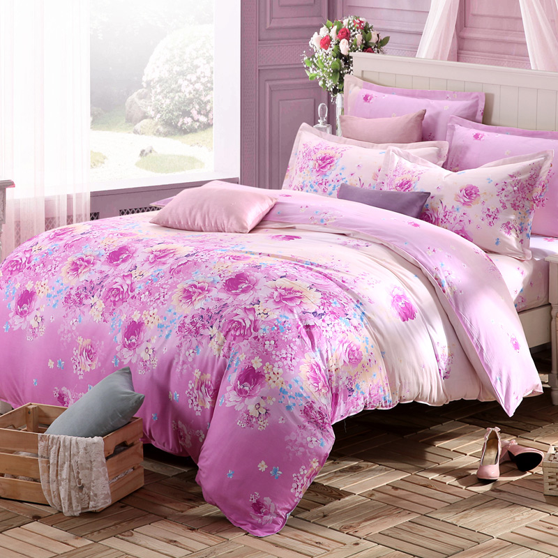 欧式简约活性床上用品纯棉四件套斜纹全棉床单被套1.5 1.8特价