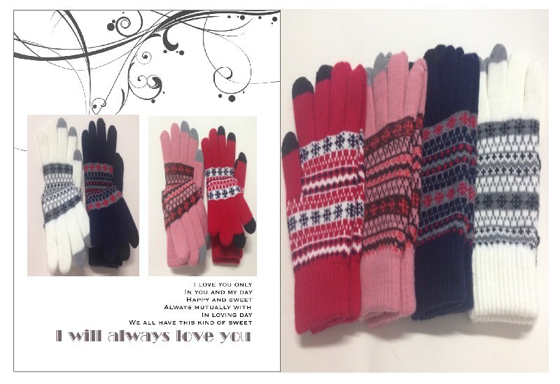 最新款 提花触屏手套 男女新款 冬季保暖 情侣  电容触摸屏 手套