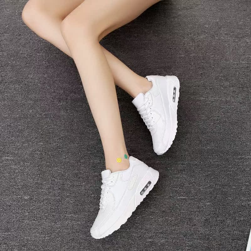 全白学生男鞋韩版潮女MAX90运动鞋休闲跑步鞋女生黑色增高气垫鞋