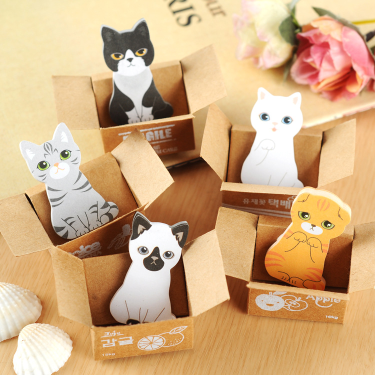 韩国 创意文具Carton可爱纸箱猫咪便签贴 小巧便签本便签纸便利贴