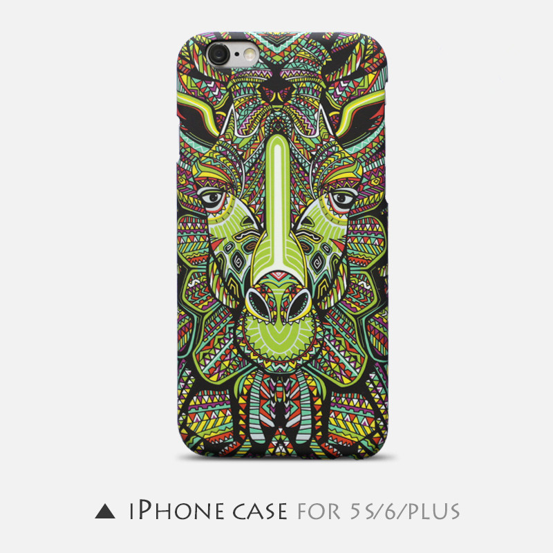 玄幻中国风犀牛森林之王苹果5s iphone6plus创意浮雕彩印手机壳