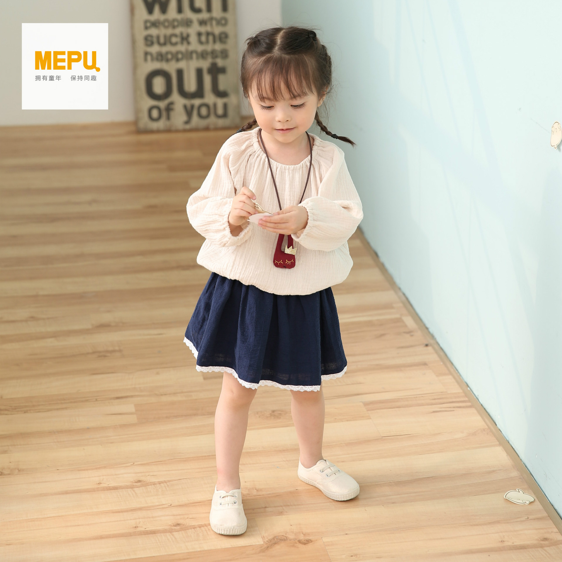 一件代发女童裙套装 品牌童装秋款韩版纯棉长袖衬衫两件套ins马布