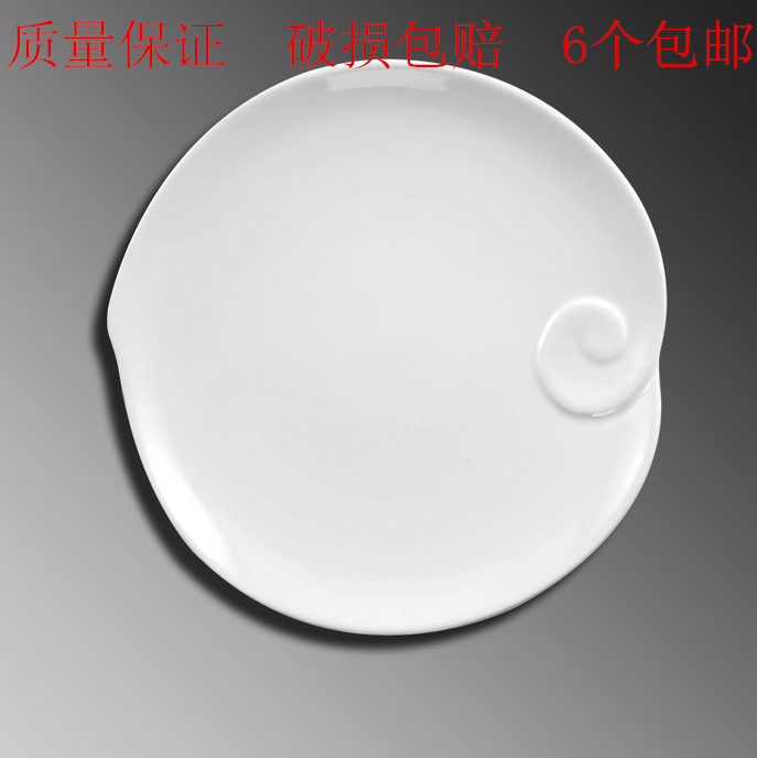 优质纯白骨瓷圆形桃花形平盘陶瓷酒店餐厅创意美观冷菜热菜专用盘
