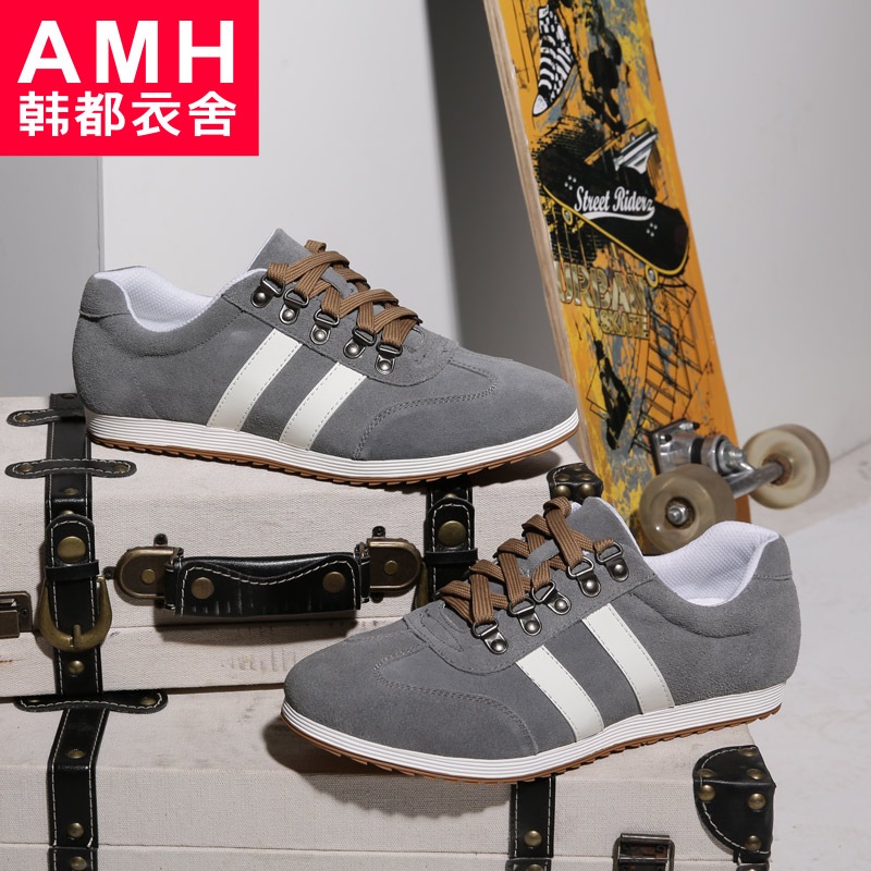 AMH2015夏季韩版系带新款板鞋平跟夏装圆头日常男低帮鞋WK3574
