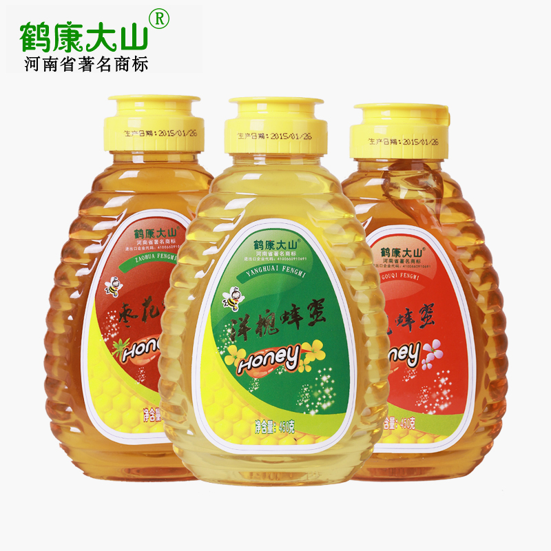 鹤康大山蜂蜜 枣花/洋槐/枸杞蜂蜜450g纯天然农家蜜 三瓶超值套餐