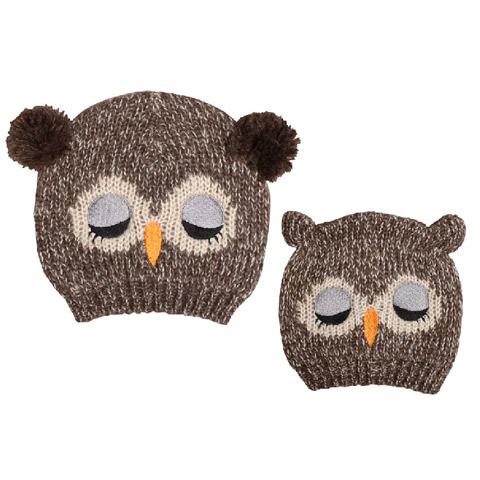 【包邮】冬季宝宝毛线帽男女童帽子可爱猫头鹰妈妈亲子帽