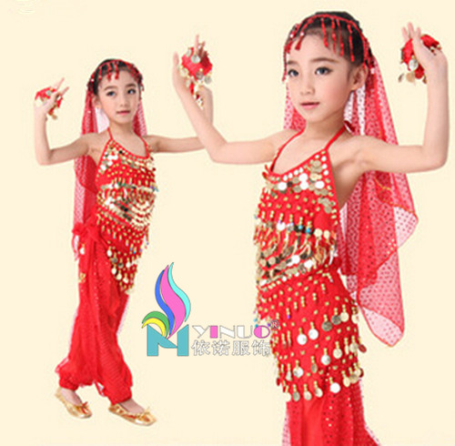 六一新款儿童演出服少儿民族舞蹈表演服女童儿童印度舞