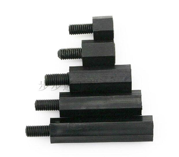 六角尼龙柱 单头隔离柱 塑料支撑柱 M3*20+6螺丝螺柱 黑色 1000个