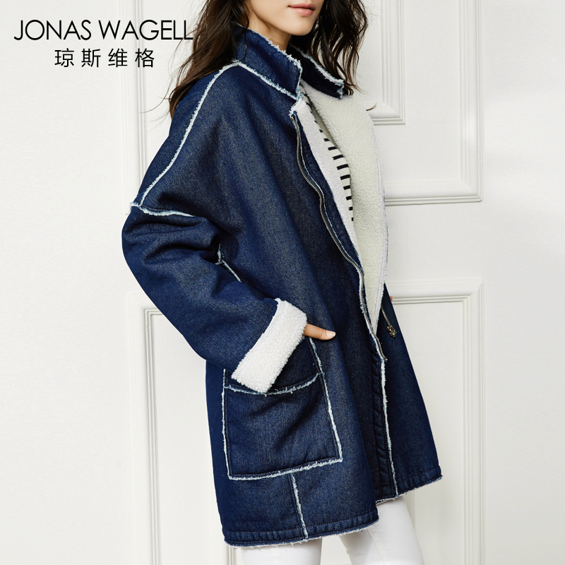 琼斯维格 2015秋冬新品风衣外套女士羊羔绒韩版长款大衣加厚女装