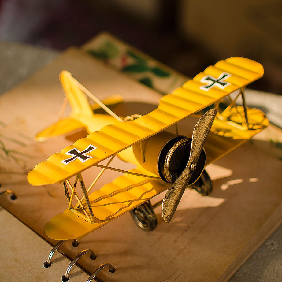 工艺品礼品 复古双翼飞机模型 文艺杂货 创意家居饰品复古摆件