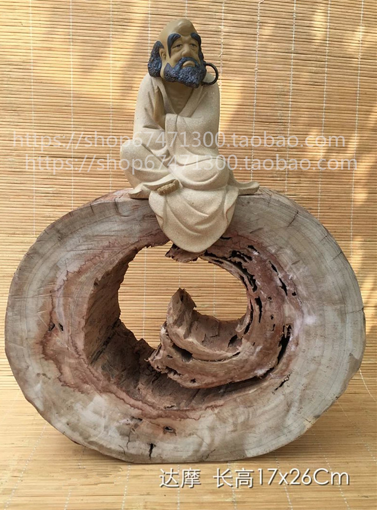 佛山陶瓷达摩摆件生态风化木根雕人物居家工艺品家居客厅软装饰品