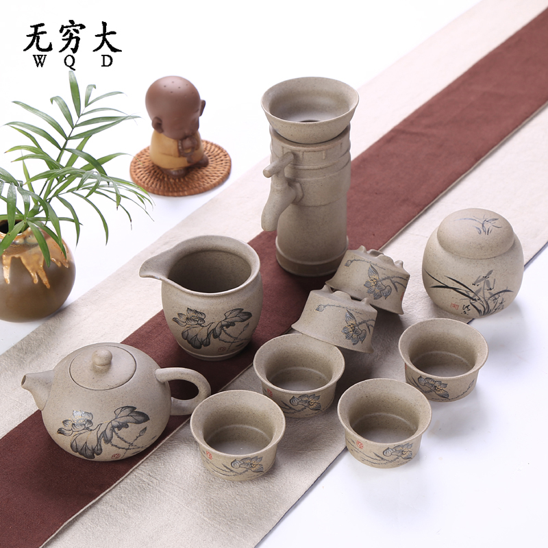 复古粗陶整套功夫茶具陶瓷套装台湾半自动茶漏老岩泥茶壶茶杯特价