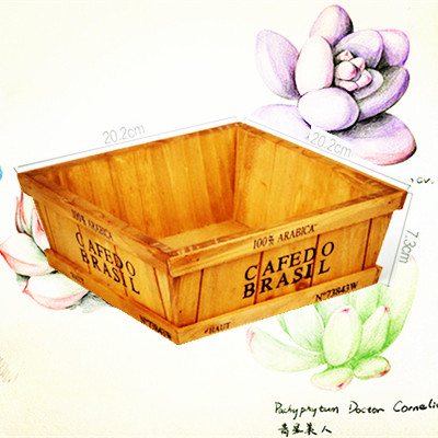 zakka杂货 复古木质多肉花盆 苔藓微景观盒 收纳日用化妆用品包邮