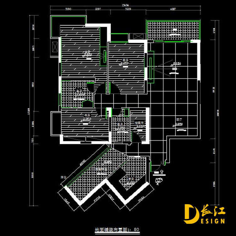 室内装修设计平面图CAD代画做地面铺装布置图施工图水电图给排水