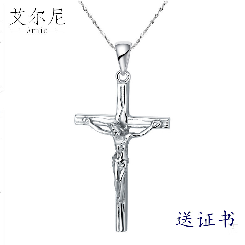 925纯银项链 耶稣十字架男女吊坠 锁骨复古挂坠生日情人礼物创意
