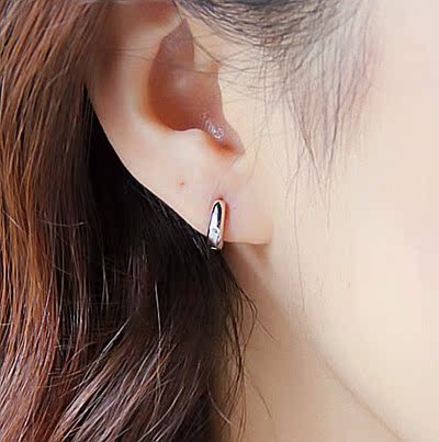 925纯银耳扣女时尚耳环气质小耳圈韩国珍珠耳钉防过敏耳饰不褪色